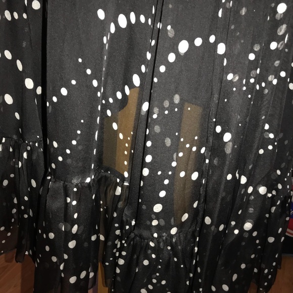 Polka Dot silk Dress DKNY Retro Flow ruffled hem - Picture 5 of 8